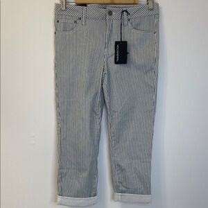 Needle & Cloth Striped Blue/White Ankle Jeans Size 6P Waist 15.5”-16” Inseam 22”